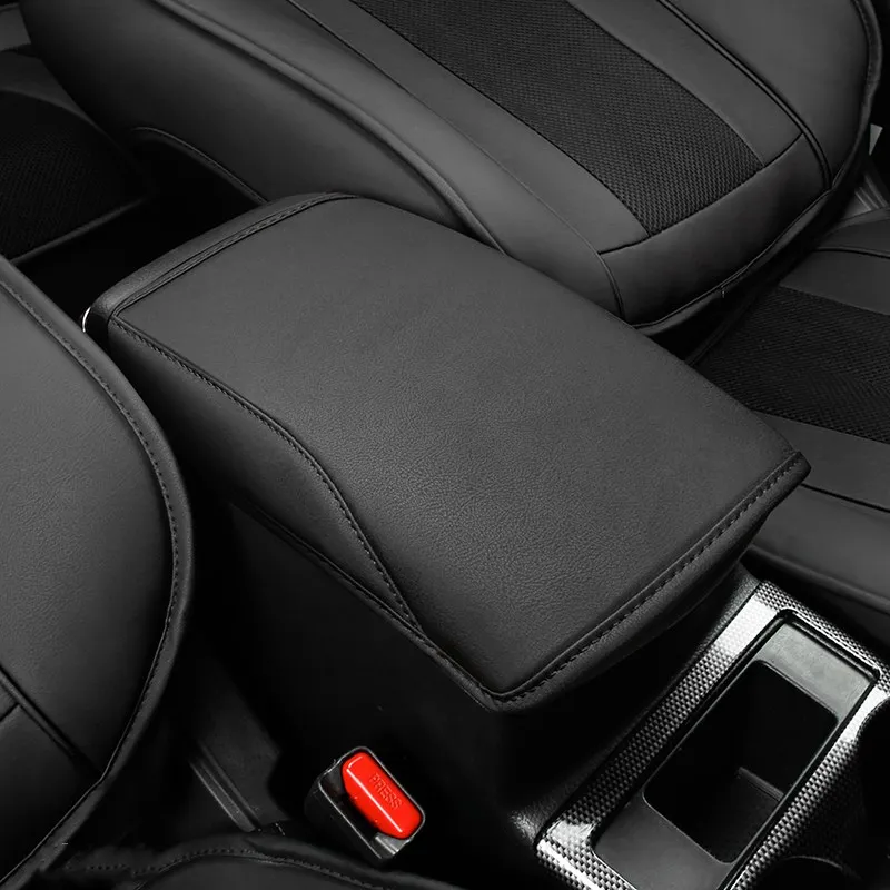 

Microfiber leather car armrest cover pads black center console auto armrests box cases cushion only for Nissan X-Trail