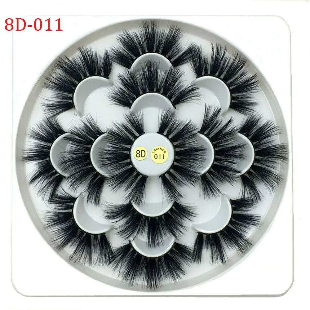 7 Pairs Natural False Eyelashes Fake Lashes Long Makeup 6D 8D Mink Lashes Eyelash Extension Mink Eyelashes For Beauty - Цвет: 8D-011-7Pairs