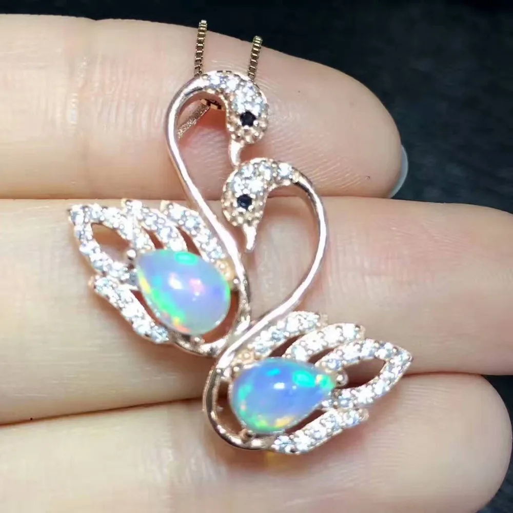 Naturel multicolore opale gem pendentif pierre précieuse naturelle pendentif collier 925 en argent