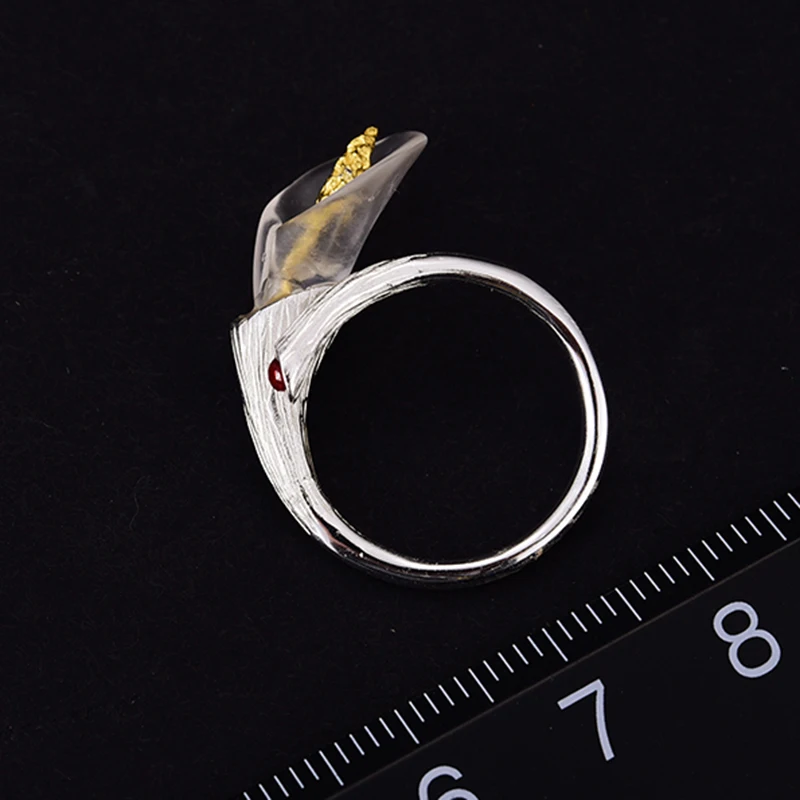 Lotus Fun Real 925 Sterling Silver Ring Natural Handmade Designer Fine Jewelry Calla Lily Flower Ring Adjustable Rings Women
