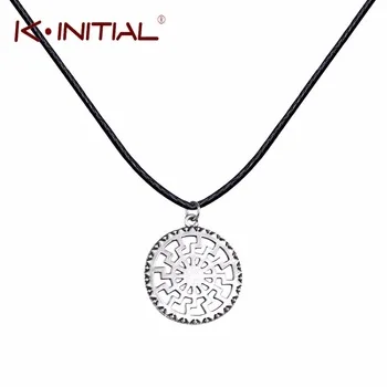 Kinitial 1Pcs Antique Sun Wheel Black Sun Kolovrat Pagan Amulet Slavic Symbol Warrior Talisman Pendants Necklaces Norse Jewelry