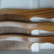 Высокое качество женское натуральное зеленое сандаловое дерево широкий с зубчиками расчески большие деревянные расчески