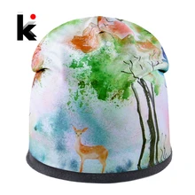 Новинка, модная женская шапка, красивые кепки с принтом оленя, для девушек, персональная, Skullies Beanies, для мужчин, зимняя, уличная, повседневная, для катания на лыжах, толстая шапка