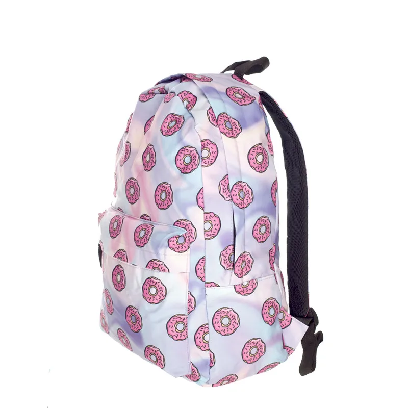 Holo Donuts 3D impresión mochila mujeres mochila mujer 2018 nueva escuela laptop mochilas saco dos mochila escolar