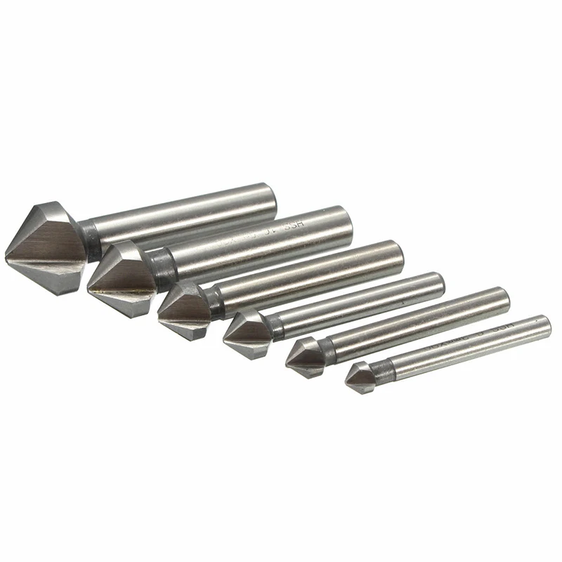 1pc 3 Flute HSS Countersink Drill Bit 90 Degree Chamfer Cutter Tool For Wood Steel 6.3/8.3/10.4/12.4/16.5/20.5mm