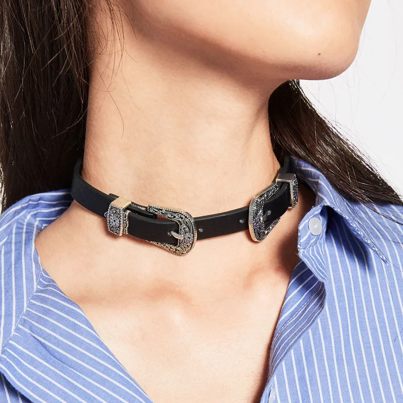 2 colors hot sale New Z leather choker fashion necklace collar good quality torques statement necklace