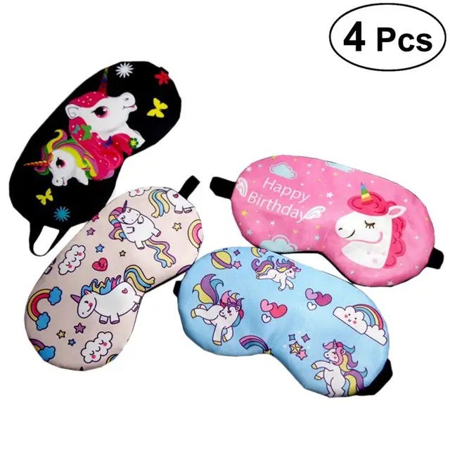 4pcs Sleep Eye Mask Unicorn Lightweight Cartoon Eye Patch Soft Eye Mask Blindfold for Sleeping Nap Spa Travel