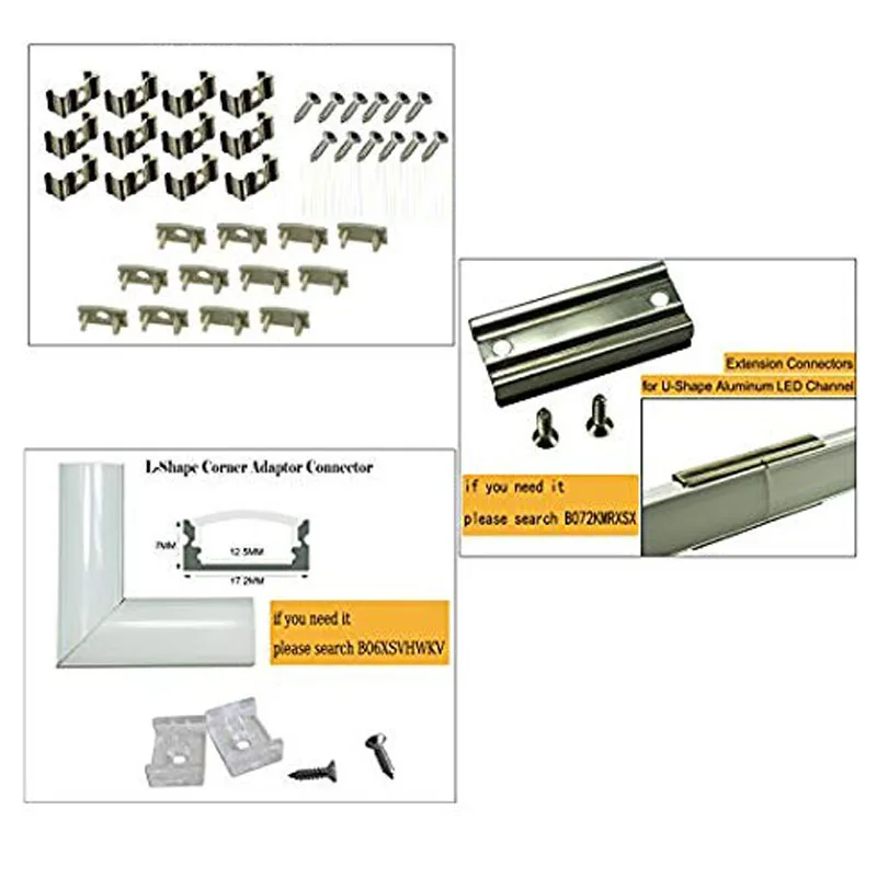 3 шт. в упаковке, 1 метр, 9x17 мм, u-образный светодиодный алюминиевый канал, система крышки, концевые колпачки, крепежные зажимы, алюминиевый профиль, Светодиодная лента, светильник, Installa