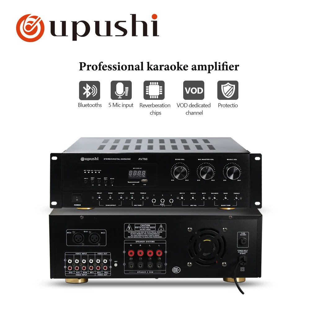 Oupushi AV760 Professional усилитель мощности для караоке с KS818 оригинальным динамиком