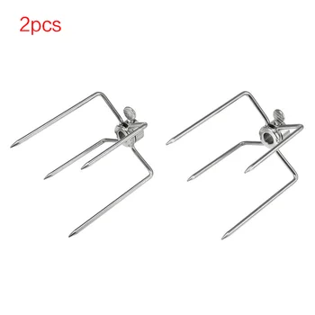 

2Pcs BBQ Forks Stainless Steel Rotisserie Forks Spit Charcoal Chicken Grill For Rotisserie Barbecue Accessories