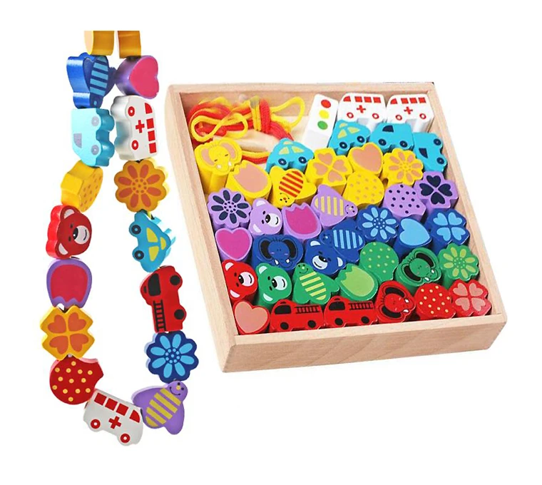 Buy Kids Montessori Lacing Stringing Beads Wooden In a