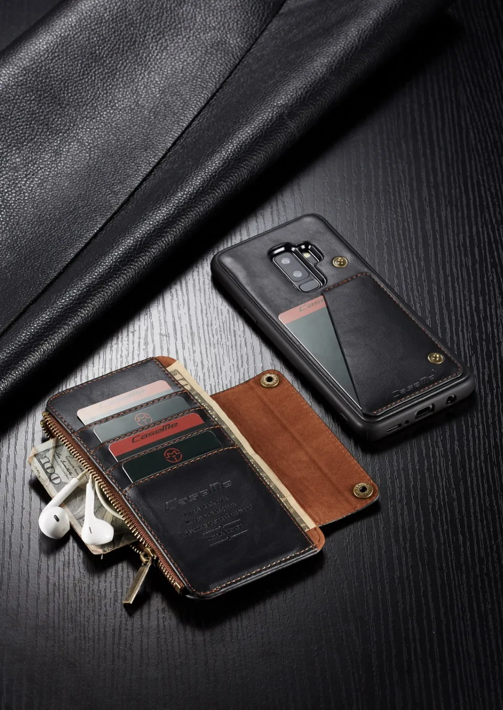 Съемный кожаный чехол-бумажник для samsung Galaxy S9 Plus, карман на молнии, отделение для кредитных карт, чехол для samsung S9 Plus, чехол