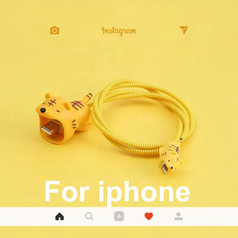 Для iphone защита для кабеля милое животное от укуса зарядное устройство USB кабель