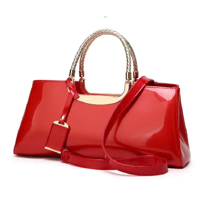 Fashion Red Women Bag Brand Designer Ladies Evening Bag Wedding Bride Tote Bag Patent Leather ...