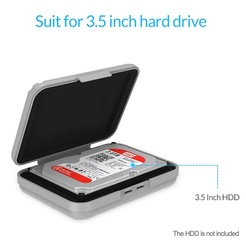 

3.5 inch Hard Drive Protective Box SDD Storage Case HDD Carrying Case Shock Dust Proof Grey