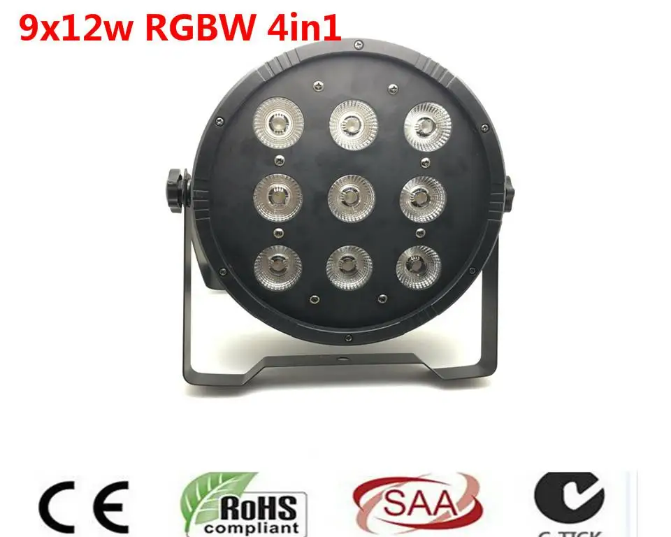 

9x12 W RGBW 4IN1 LED Flat Par tri RGBW Color Mixing LED DJ Luz de la Colada Etapa Uplighting KTV DMX512 Disco DJ