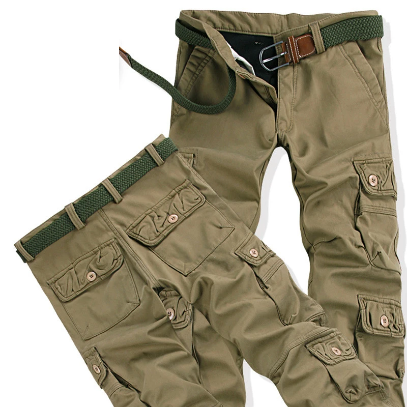 Мужские плотные теплые зимние штаны для мужчин, ветрозащитные брюки-карго, повседневная верхняя одежда, брюки с карманами, модные мешковатые рабочие штаны 102101