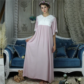 

New Princess Victorian Long Nightgown Medieval Nightdress Robe Nightwear Patchwork Cotton Comfortable Loose Arab Lady Homewear