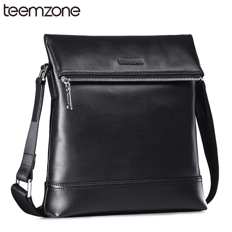 

teemzone Simple Fashion Men's Genuine Leather Business Casual Messenger Shoulder Bag Tablet Satchel Cross Body Book Bag T0502