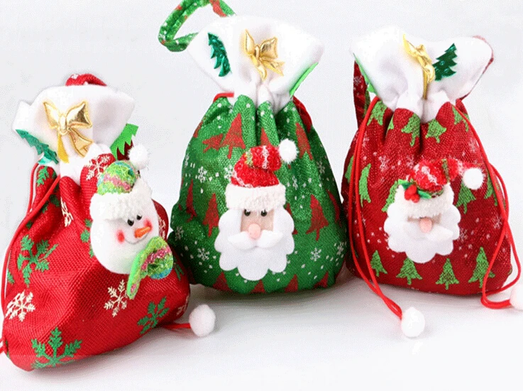 Санта+ Снеговик Рождество украшения подарок мешок конфет Свадебные украшения 3 шт./лот