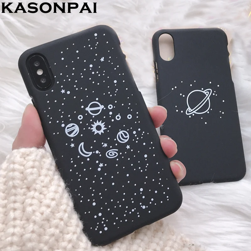 

KASONPAI Universe Serise Stars Phone Case For iphone 6 6S 7 8 Plus X Cool Space Planet Moon Sun Scenery Hard Cute Back Cover