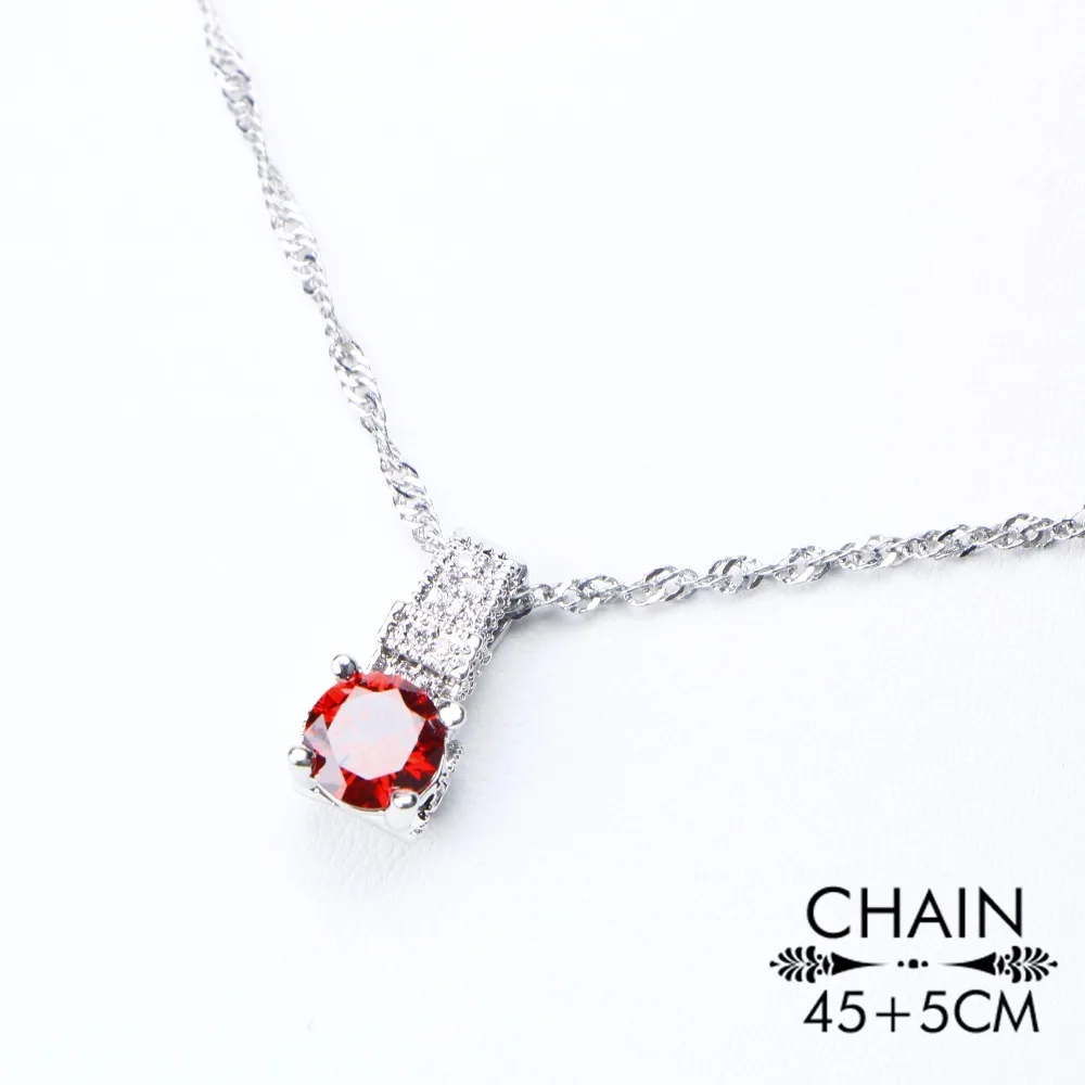 Kopen 925 Sterling Zilveren Kostuum Bruids Sieraden Sets Vrouwen Rode Zirkoon Armbanden Kettingen Hangers Oorbellen Stenen Ringen Set Geschenkdoos