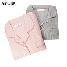 Fdfklak Высококачественная осенне-зимняя Пижама женская модная полосатая Хлопковая пижама с длинным рукавом женская пижама