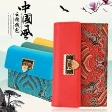 

COOSKIN Brand Chinese Style Women's Wallet Sea Water Wave Pattern Handmade Wallet Size 14 * 9.5 * 3 Red Blue Free Shipping