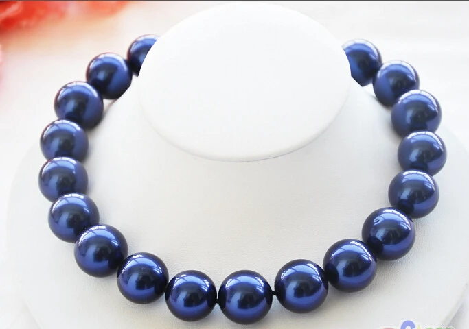 

fast P4345 HUGE 17" 20mm blue round SOUTH SEA SHELL PEARL NECKLACE