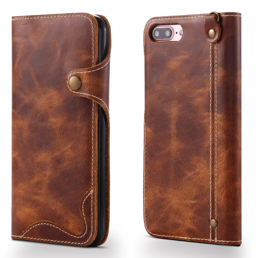 imágenes para 2017 marca de moda de cuero genuino de lujo case para apple iphone 7 plus 5.5 pulgadas de la cubierta del tirón con la correa imágenes para 2017 marca de moda de cuero genuino de lujo case para apple iphone 7 plus 5.5 pulgadas de la cubierta del tirón con la correa
