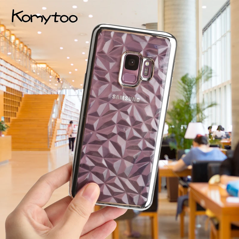 

KOMYTOO TPU Plating Case For Samsung S9 Plus Diamond Pattern Soft Case Cover For Samsung S8 Plus Note9 Note8 A5 A7 J4 J6 2018 A6