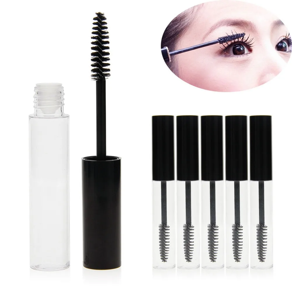 

5Pcs Black Cap Plastic DIY Empty Mascara Tubes with Eyelash Wand Brush Eyelash Cream Container Bottle Vials 4ML & 10ML #246909