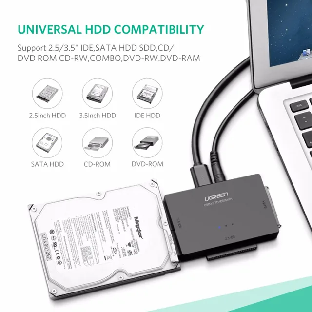 Ugreen Sata To Usb Ide Adapter Usb 3.0 2.0 Sata 3 Cable For 2.5 3.5 Hard Disk Drive Hdd Ssd Usb Converter Sata Adapter - Pc Hardware Cables Adapters - AliExpress