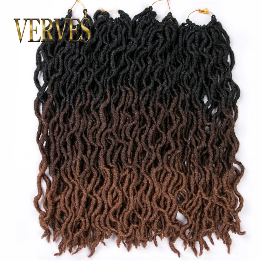 

VERVES Faux Locs Curly Crochet Braids 20 inch 24 roots/pack,Locs twist Ombre Synthetic Braiding Hair extensions black,brown