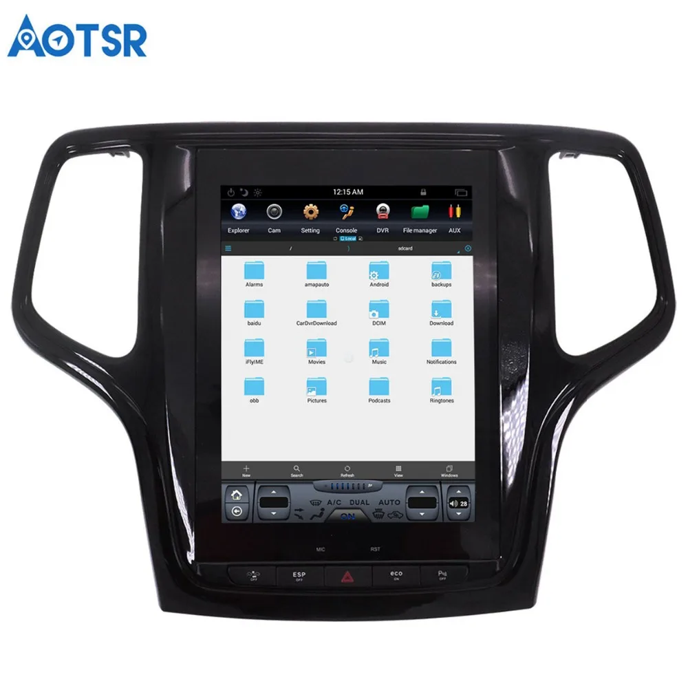 Aotsr Android Tesla стиль Автомобильный GPS навигатор для JEEP Grand Cherokee 2014 2018 золотой и черный