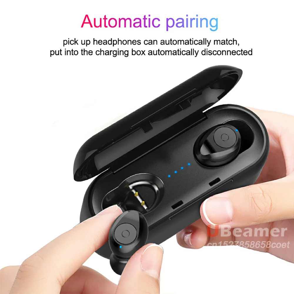 In Store Ubeamer TWS Bluetooth 5.0 Earphone Long Standby. Wireless Headset 1500mAH Battery Case for music/call HIFI earphone