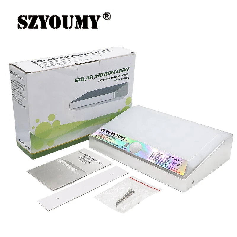 

SZYOUMY hot sale aluminum alloy motion sensor led night IP65 lamp outdoor solar 48 LED light with PIR Sensor Security Light