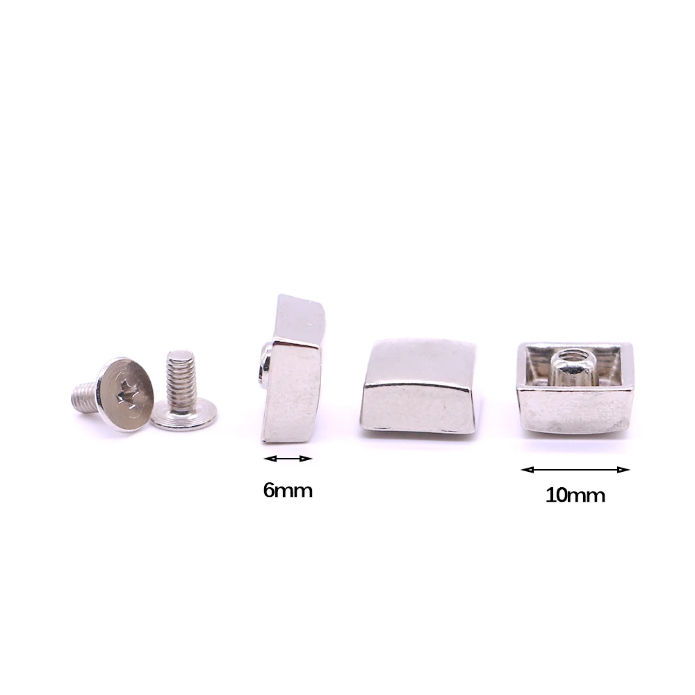 

New 10sets/pack 10mm (Length), 6mm (Height) spikes and studs Silver Colors square leather sword belt studs spikes rivet B-21