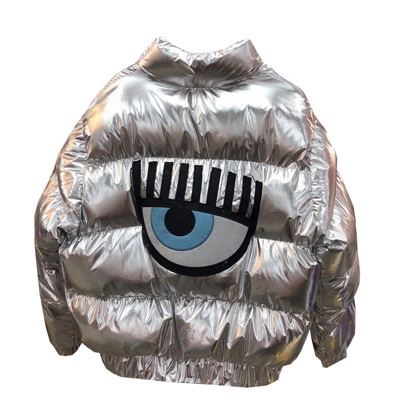 2018 Winter Loose Parkas Women Fashion Cartoon Patch Cotton-padded Jacket Ladies Thick Warm Short Bread Coat Student Basic Parka