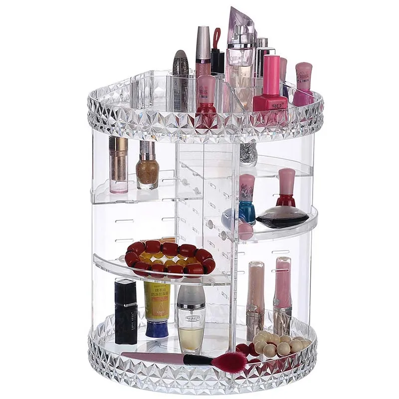 

Transparent Acrylic Cosmetics Storage Box DIY 360 Degree Rotation Fashion Multi-function Detachable Makeup Beauty Organizer