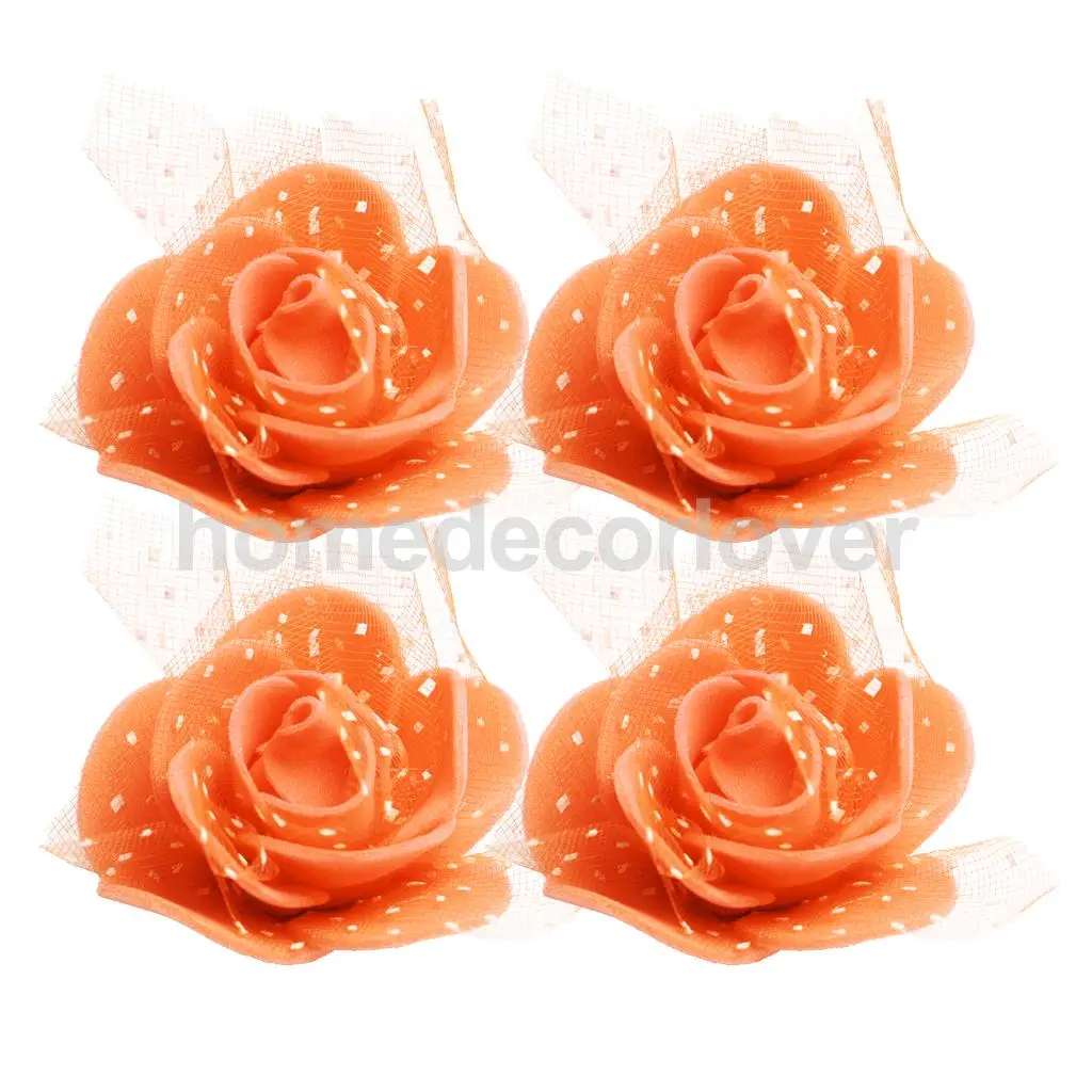 50 Pieces Many Color Mini Artificial Foam Mesh Rose Flower Heads Embellishment for Wedding Crafts 4cm