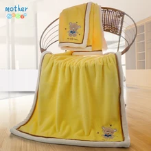 Mother Nest одеяло толстая детская кроватка 75*100 см желтый мультфильм медведь теплый флис детская коляска кроватка пеленать