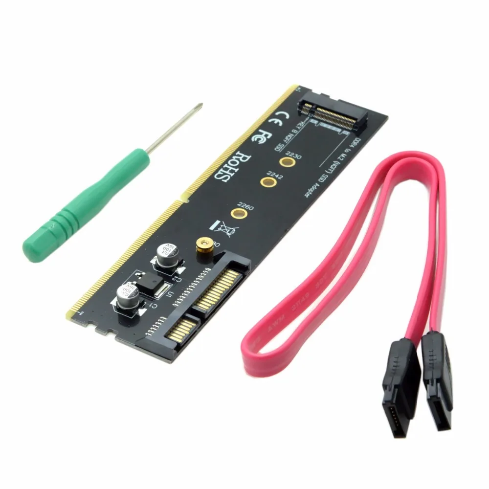 ^*Best Offers 10pcs/lot CY M.2 NGFF B/M-key SSD to SATA 22pin Hard Disk Adapter PCBA with DDR4 Connector Holder
