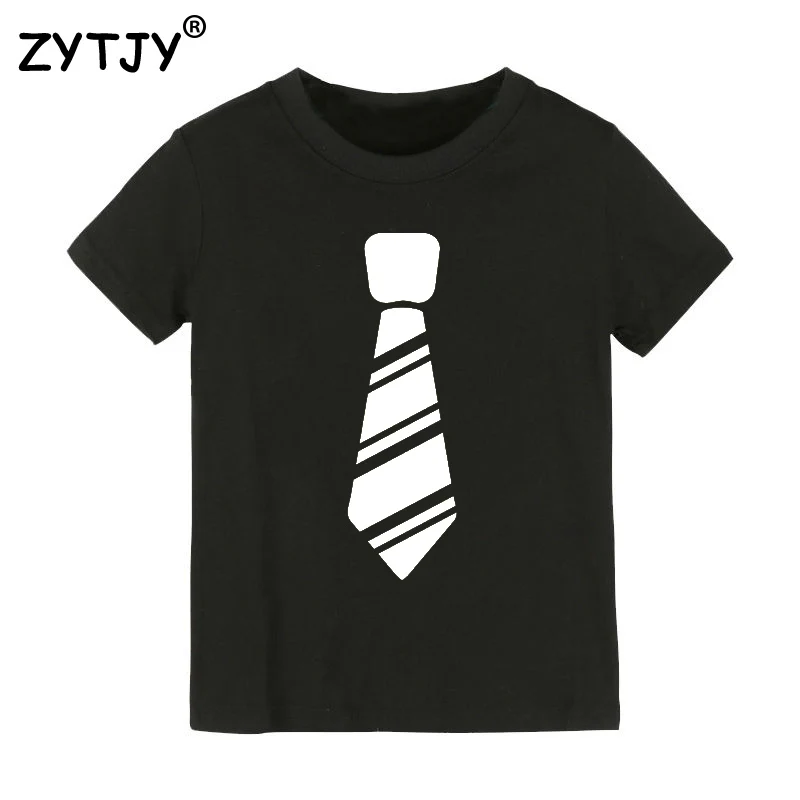 Детская футболка с принтом галстука, футболка для мальчиков и девочек, одежда для малышей, Забавные футболки, Прямая поставка, Y-47 - Цвет: Черный
