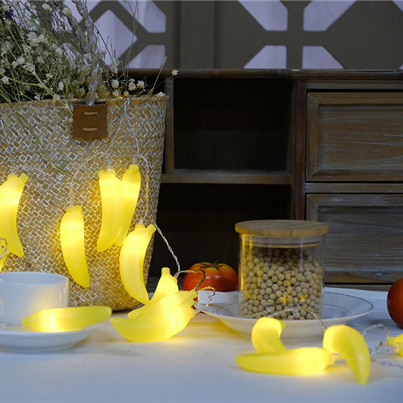 

2M 20 LED Novelty Lemon And Banana Shape String Lights for Halloween Christmas New Year Event Party Light Wedding Decoration Bed