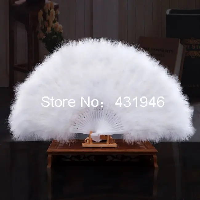 

Top Quality!! Free shipping 1pcs white Chicken Feather fans 28pcs skeleton Turkey velvet Fan Halloween party fan