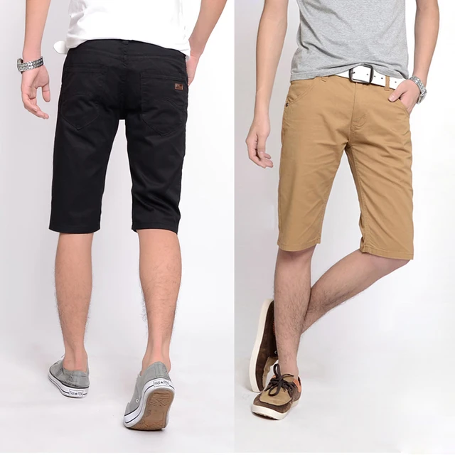 2015 summer slim fit knee length men short,khaki and black color short