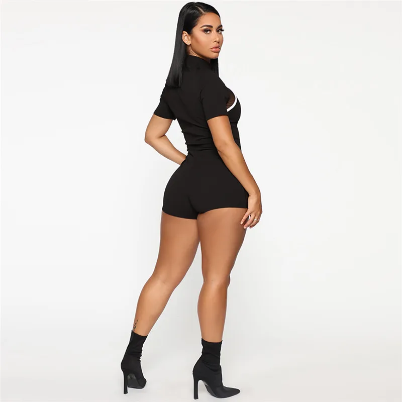 LAISIYI أسود مثير ثوب بودي كون رومبير أكمام ارتداءها النساء سستة مثير بذلة أنيقة كامل طول البوليستر 2019