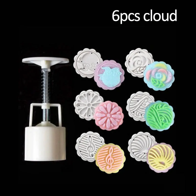 

1 Set Cookie Cutter Baking Accessories Moon Cake Decoration Tools Food Grade Kitchen Gadgets Plastic Mooncake Mold Hand Pressure