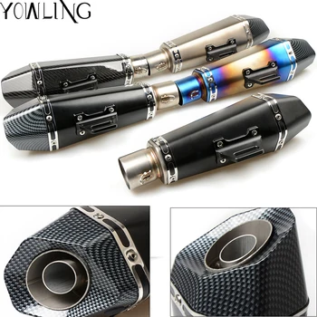 

51mm Real Carbon Fiber Motorcycle Exhaust Pipe Motocross Muffler With DB Killer CB400 CBR ER6N MSX125 TMAX500 R15 FZ6 FZ1 XMAX